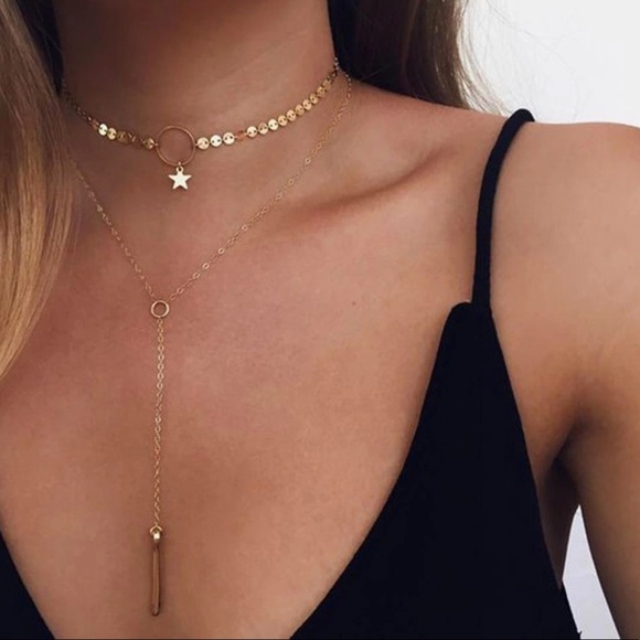 Jewelry - 3/$25⚡️Sequin star layered circle choker necklace